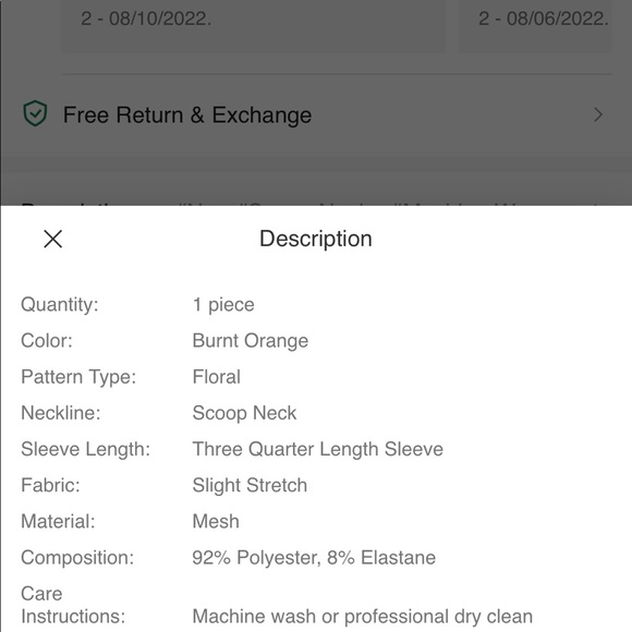 Floral Print Mesh Cover Up NWOT size Large - Picture 5 of 7